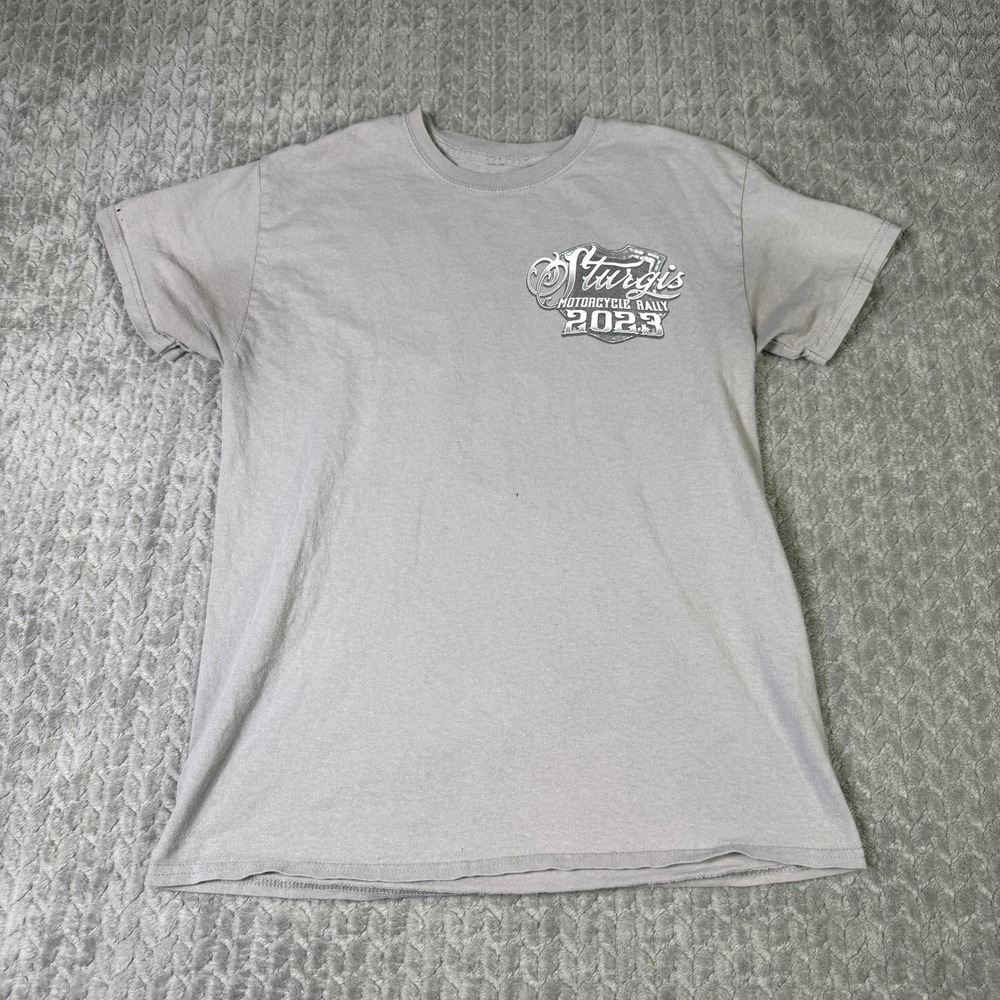 Sturgis Motorcycle Rally 2023 T Shirt Mens Medium Gray Distressed Biker Graphic